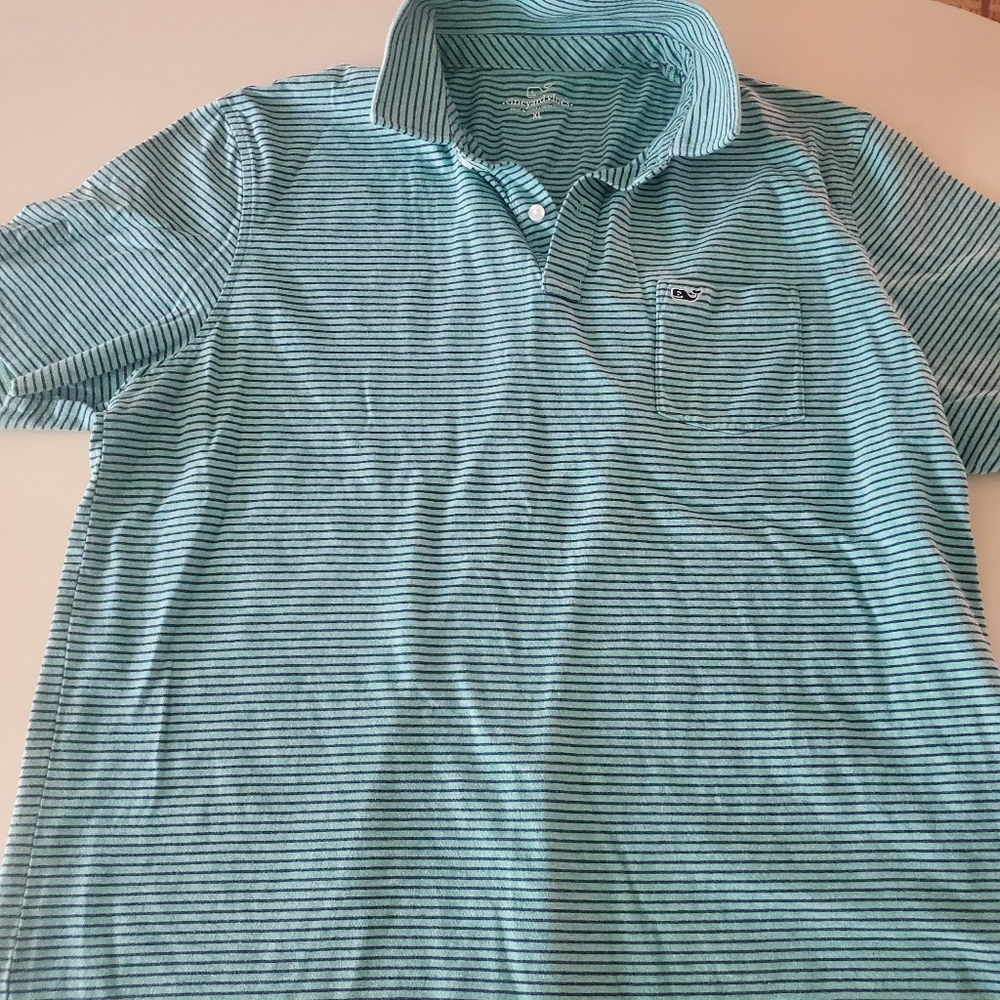Vineyard Vines cotton shirt size XL teal green/blue stripe